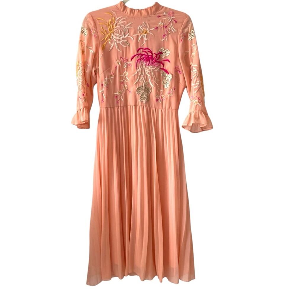 ASOS Embroidered Midi Dress | Blush Pink | Size 6